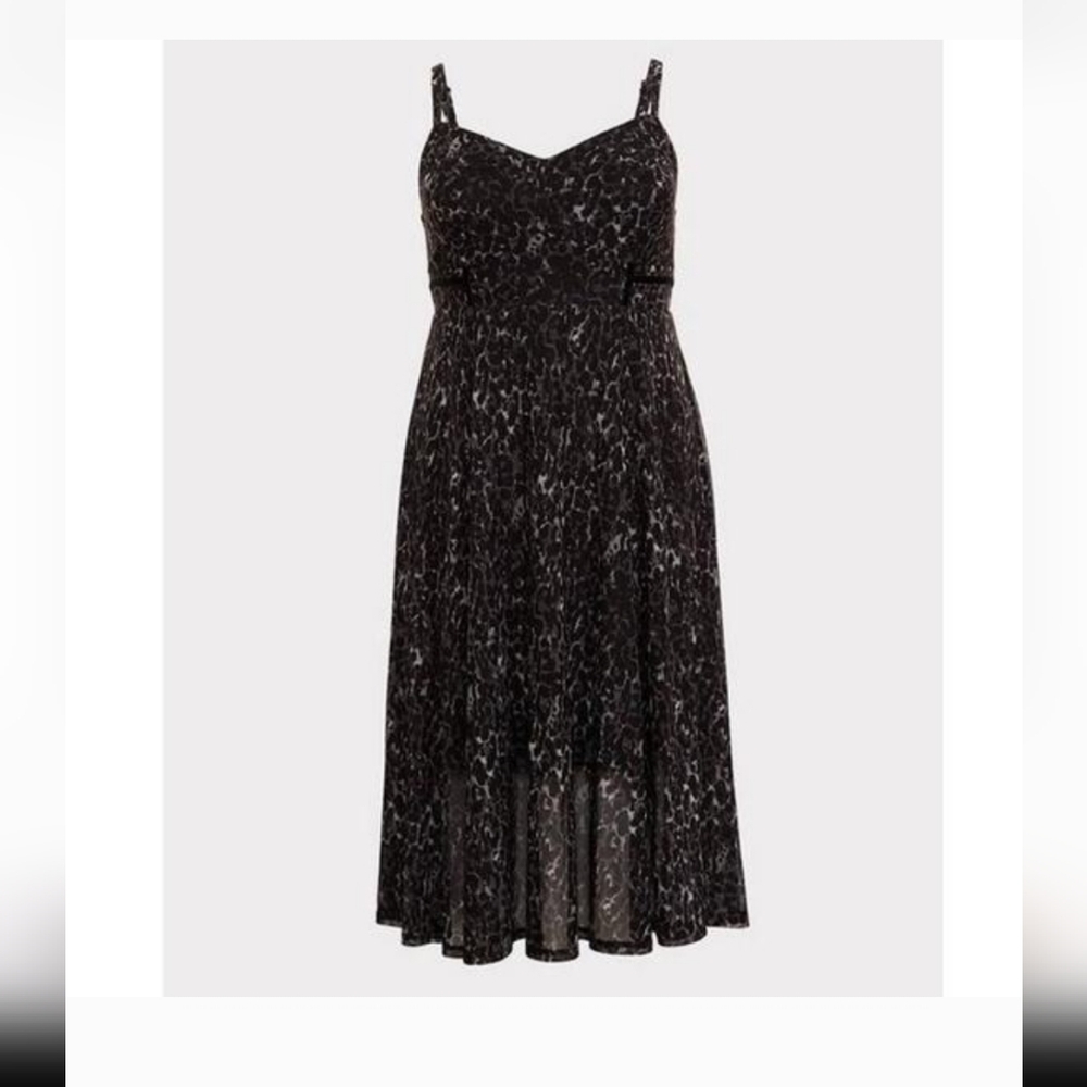 torrid Black & Gray Printed Midi Dress with Spaghetti Straps